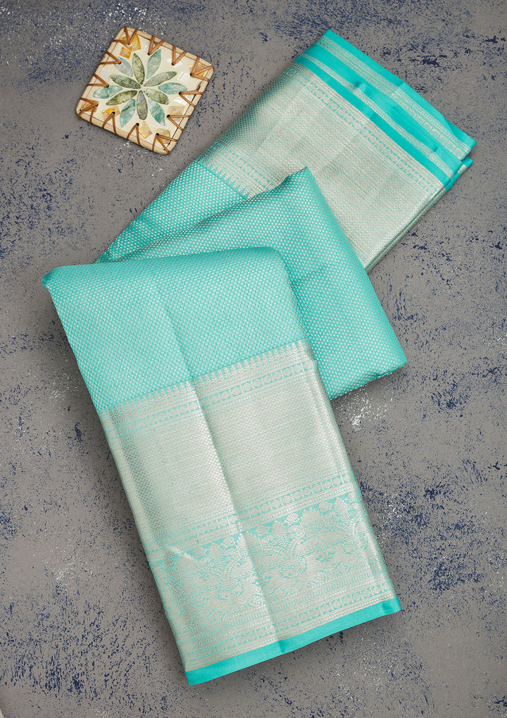 Sky Blue Zariwork Pure Silk Saree