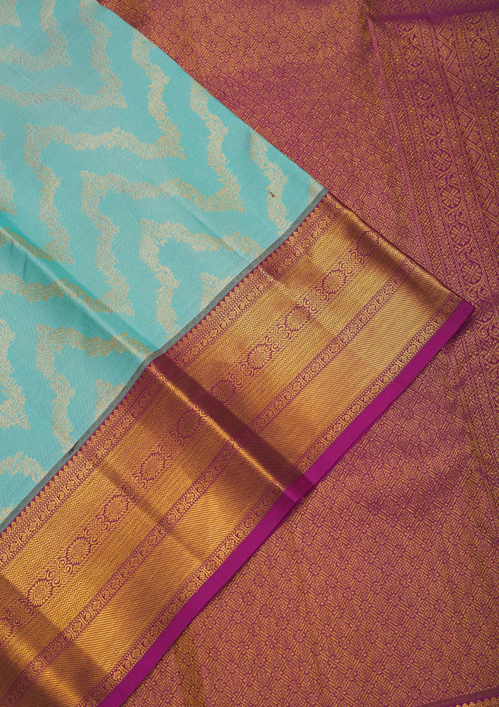 Sky Blue Zariwork Pure Silk Saree