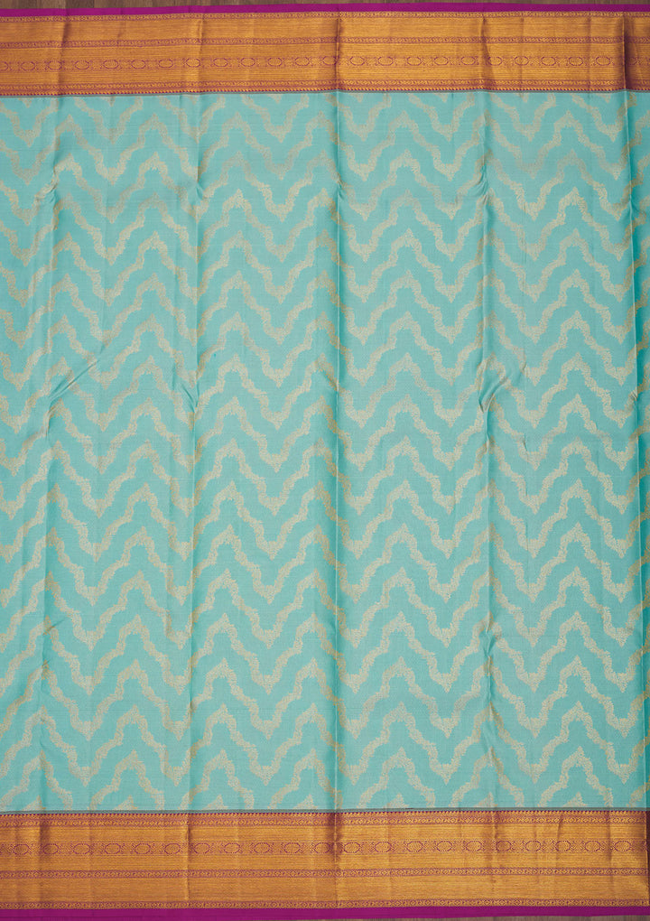 Sky Blue Zariwork Pure Silk Saree