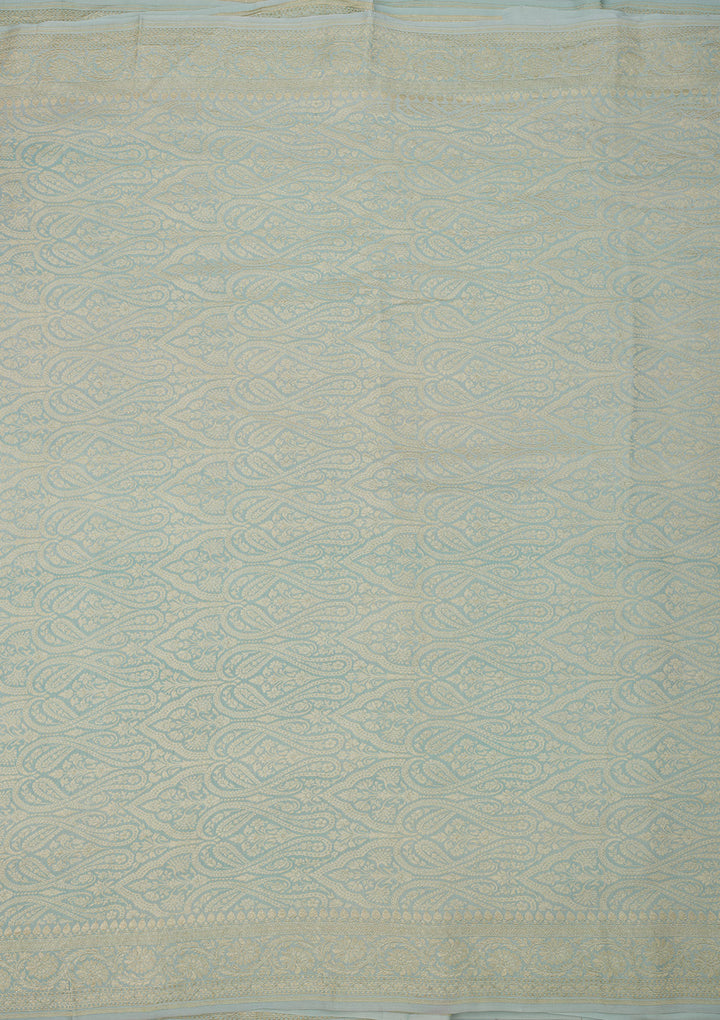 Sky Blue Zariwork Pure Silk Saree