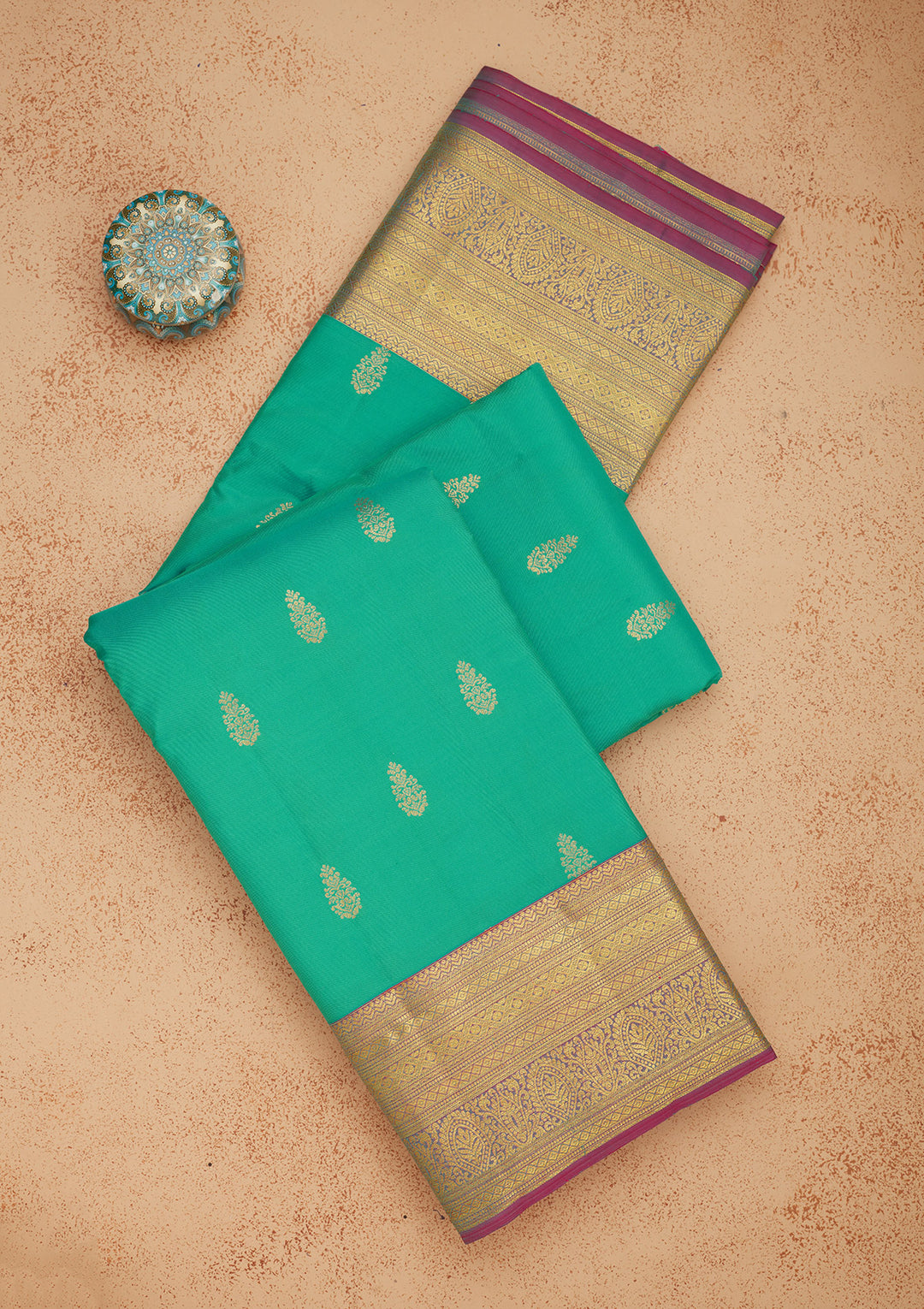 Turquoise Blue Zariwork Pure Silk Saree