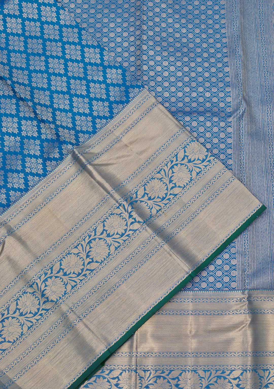 Turquoise Blue Zariwork Pure Silk Saree