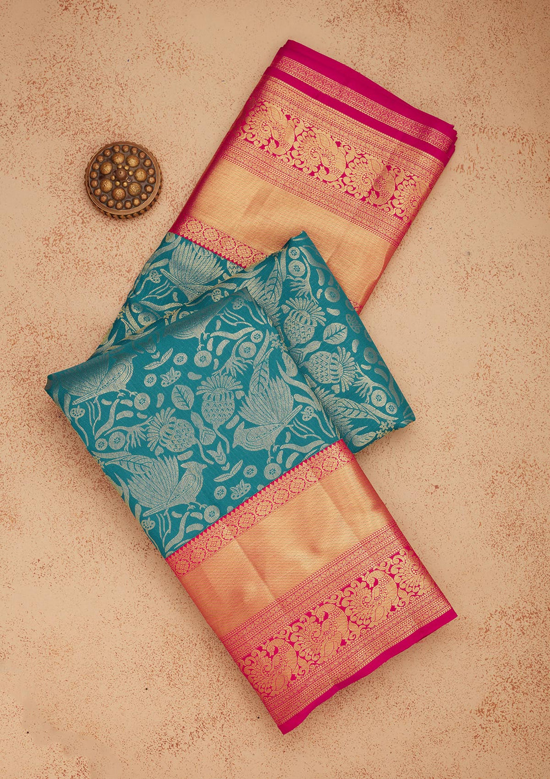 Turquoise Blue Zariwork Pure Silk Saree