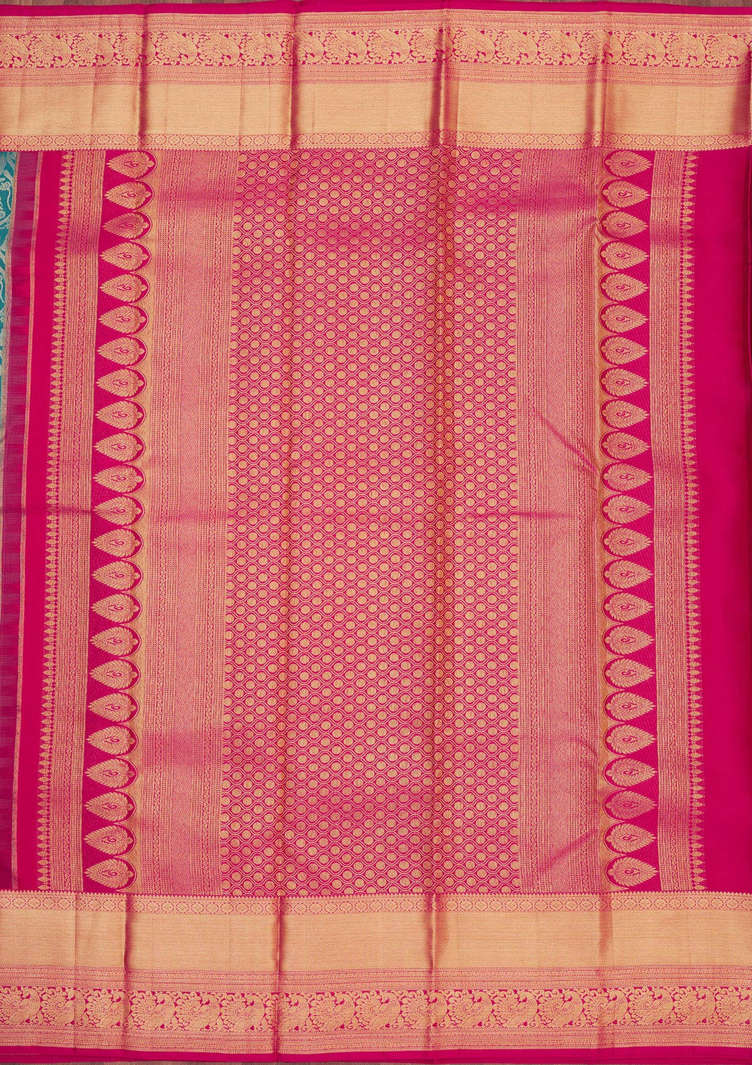 Turquoise Blue Zariwork Pure Silk Saree