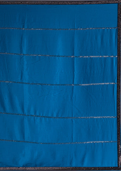 Turquoise Blue Swarovski Satin Saree