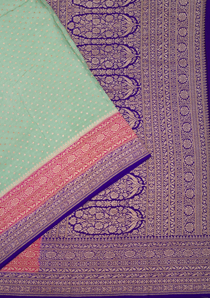 Turquoise Blue Zariwork Pure Silk Saree