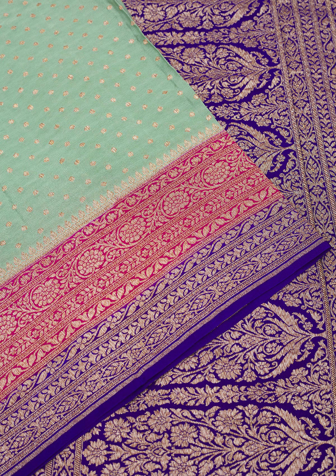 Turquoise Blue Zariwork Pure Silk Saree