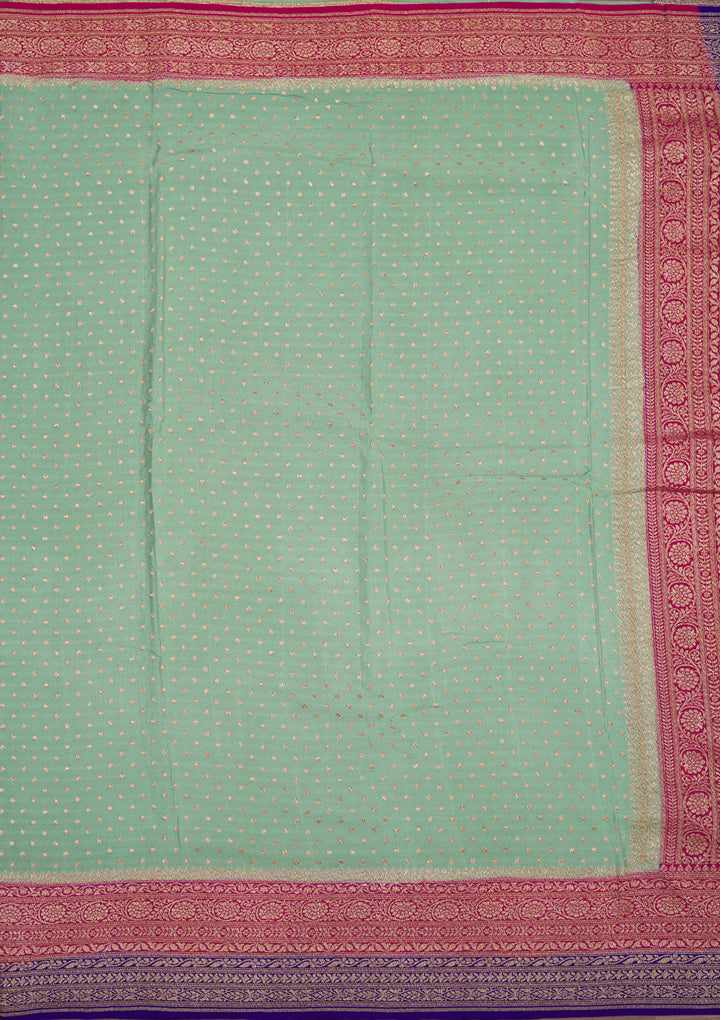 Turquoise Blue Zariwork Pure Silk Saree
