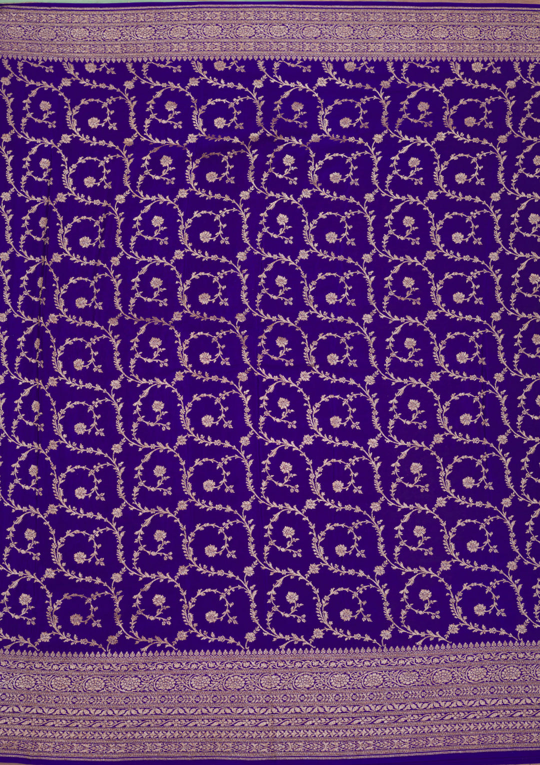 Turquoise Blue Zariwork Pure Silk Saree