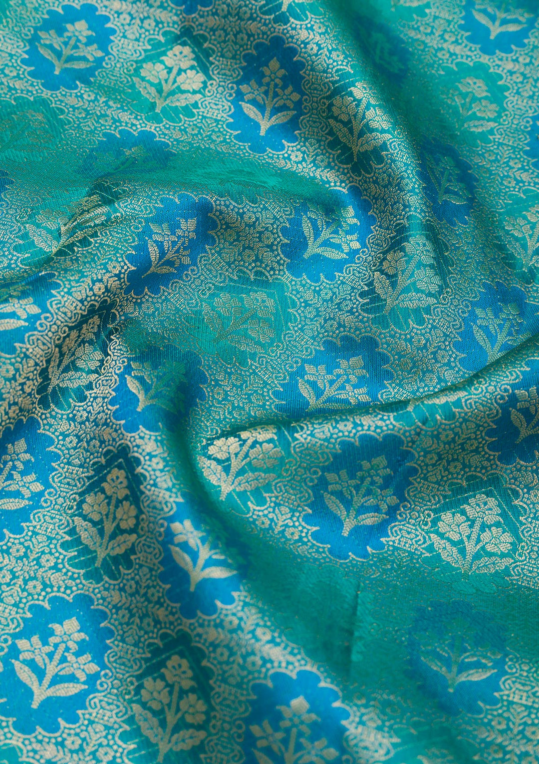 Turquoise Blue Zariwork Pure Silk Saree