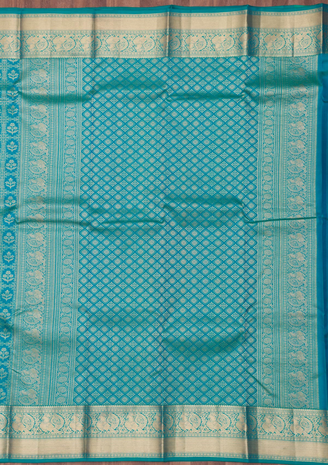 Turquoise Blue Zariwork Pure Silk Saree