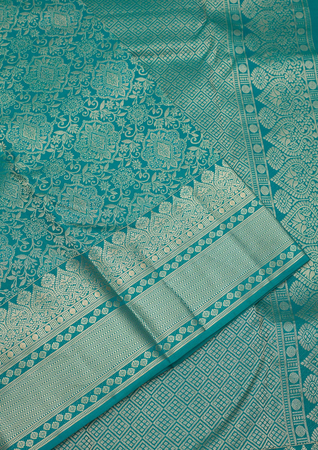 Turquoise Blue Zariwork Pure Silk Saree