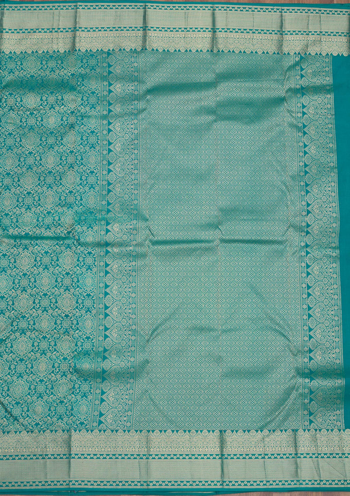 Turquoise Blue Zariwork Pure Silk Saree