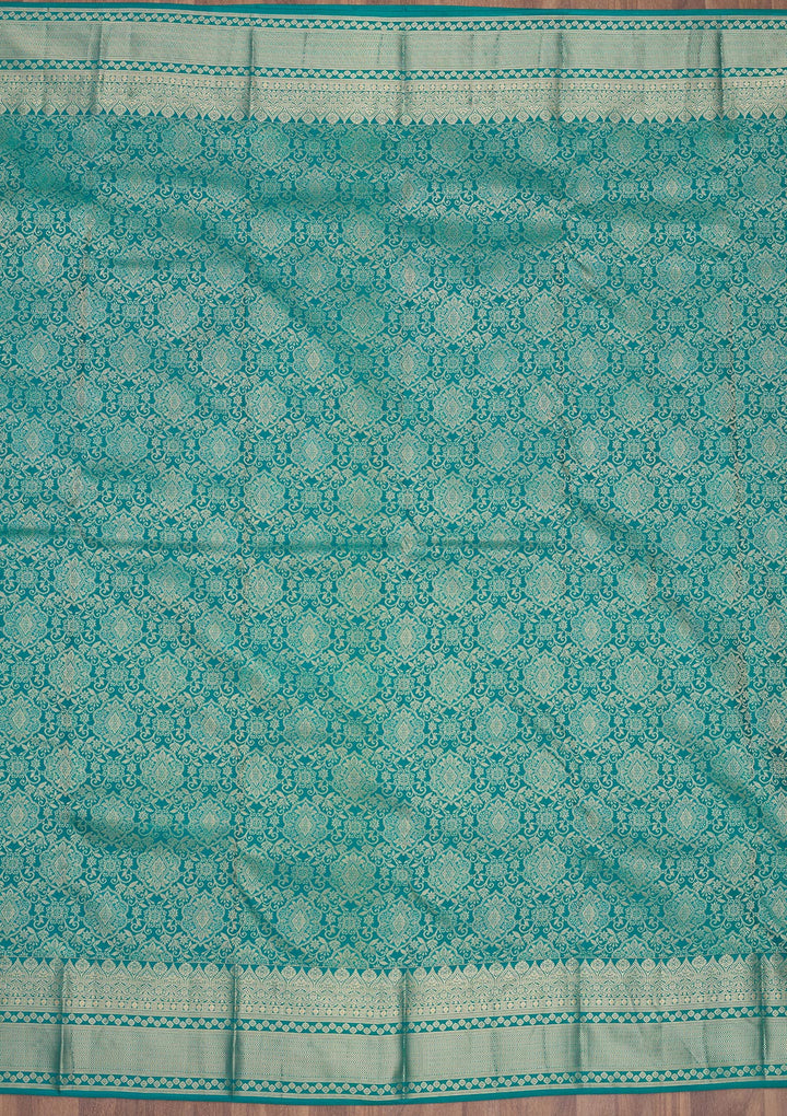 Turquoise Blue Zariwork Pure Silk Saree