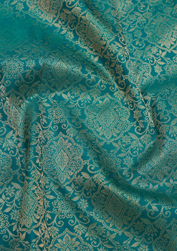 Turquoise Blue Zariwork Pure Silk Saree