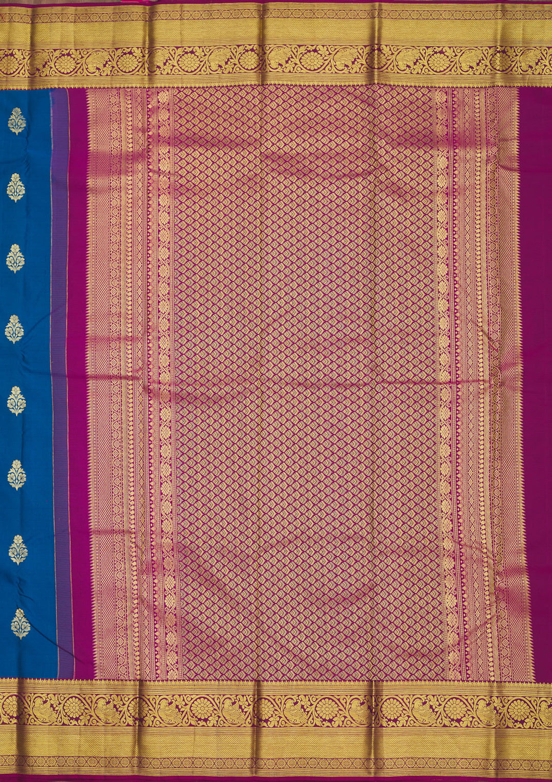 Turquoise Blue Zariwork Pure Silk Saree