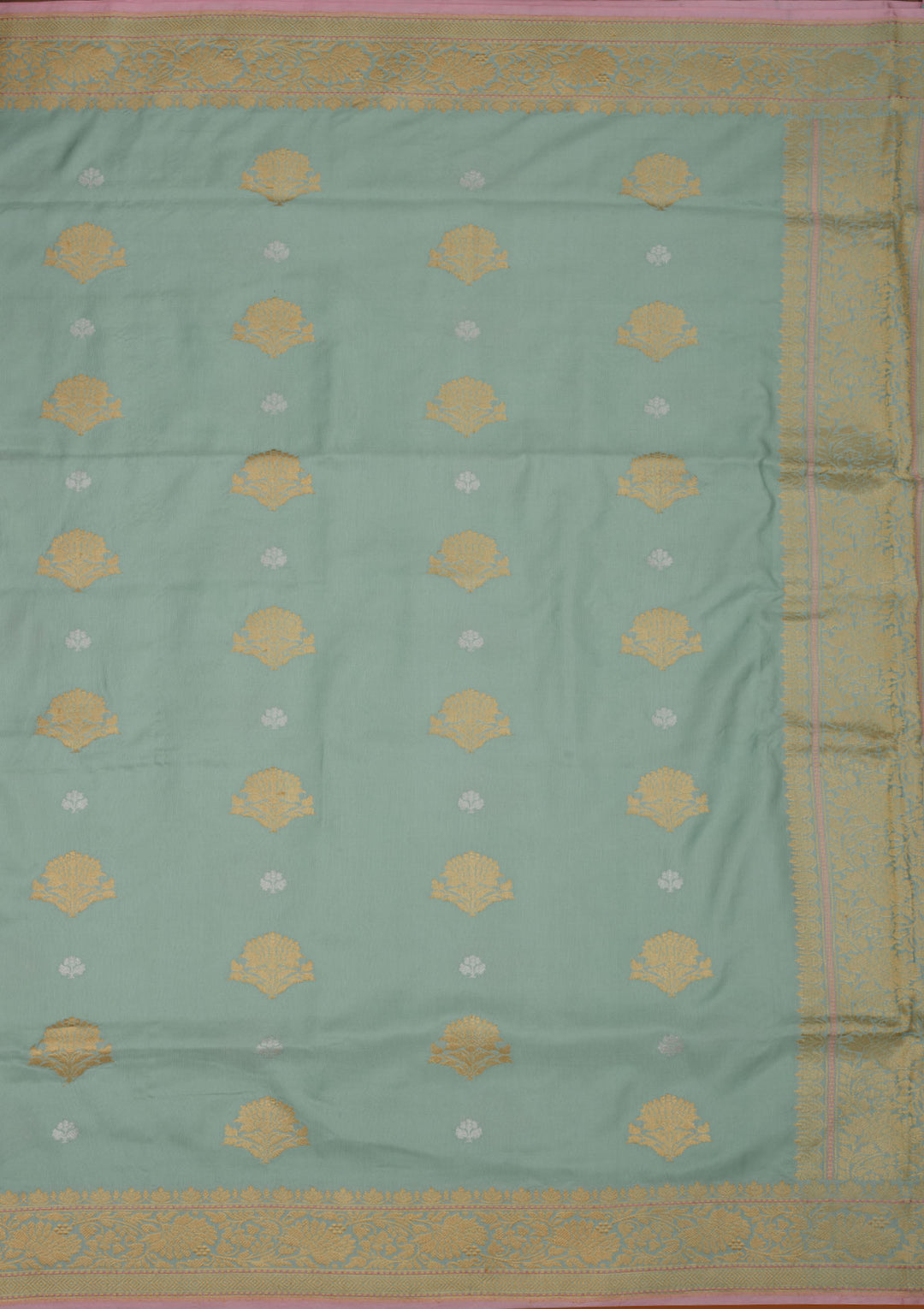 Turquoise Blue Zariwork Pure Silk Saree