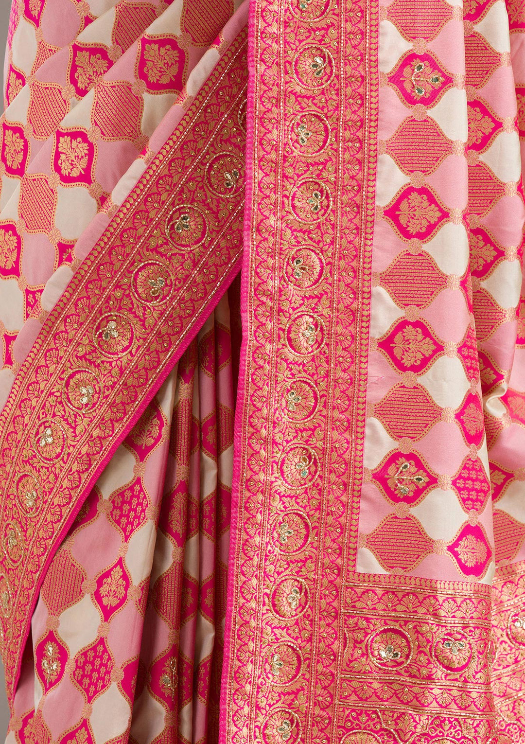 Pink Cutdana Art Silk Saree
