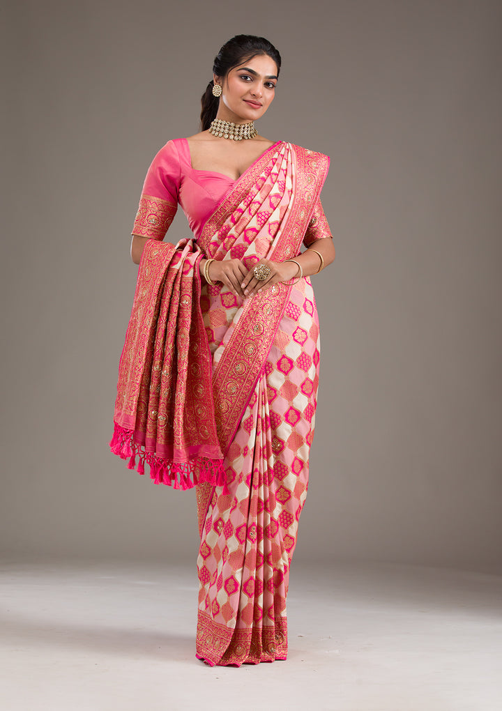Pink Cutdana Art Silk Saree
