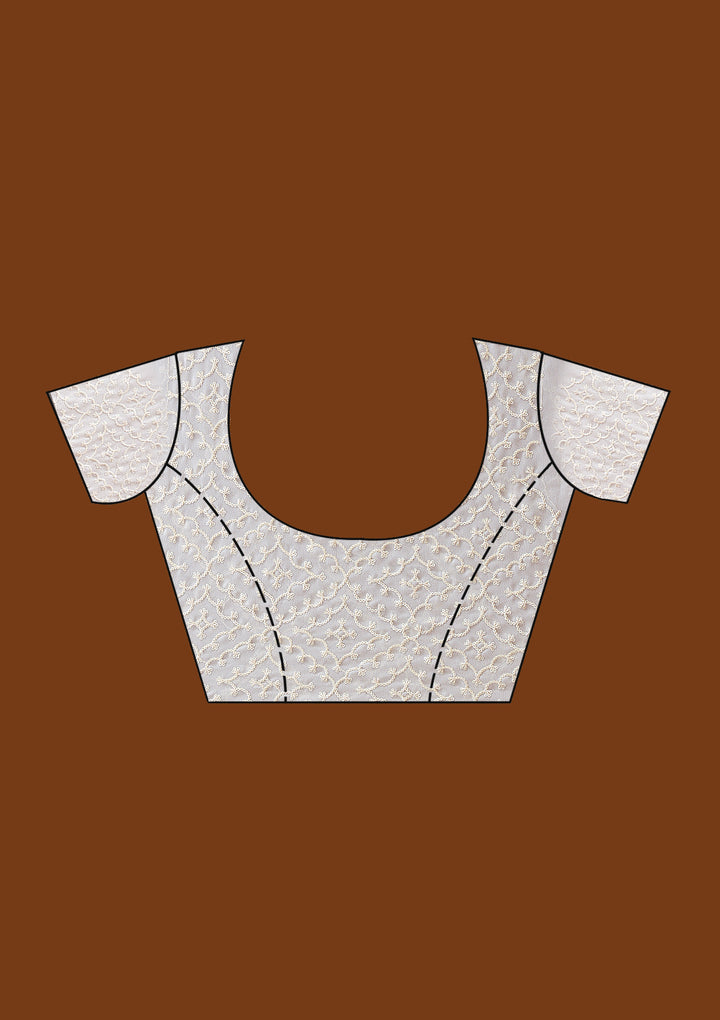 White Stonework Tissue Saree