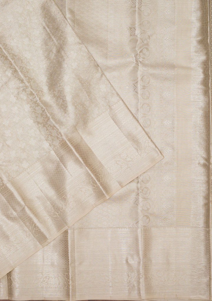 White Zariwork Pure Silk Saree