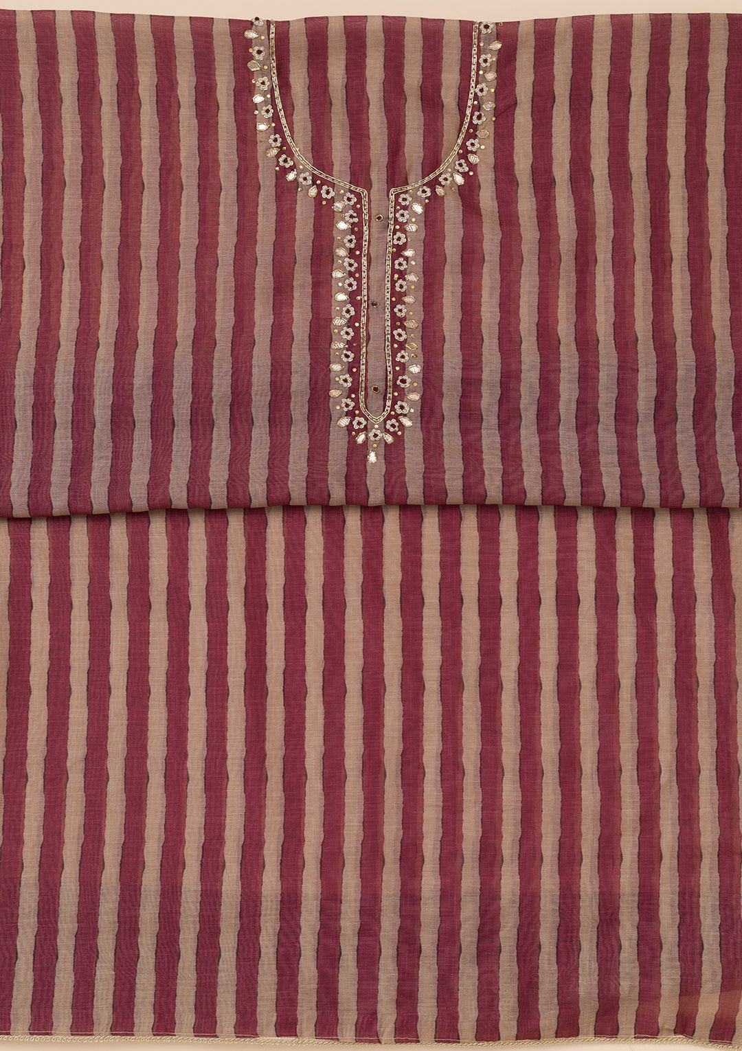 Wine Printed Tissue Unstitched Salwar Suit