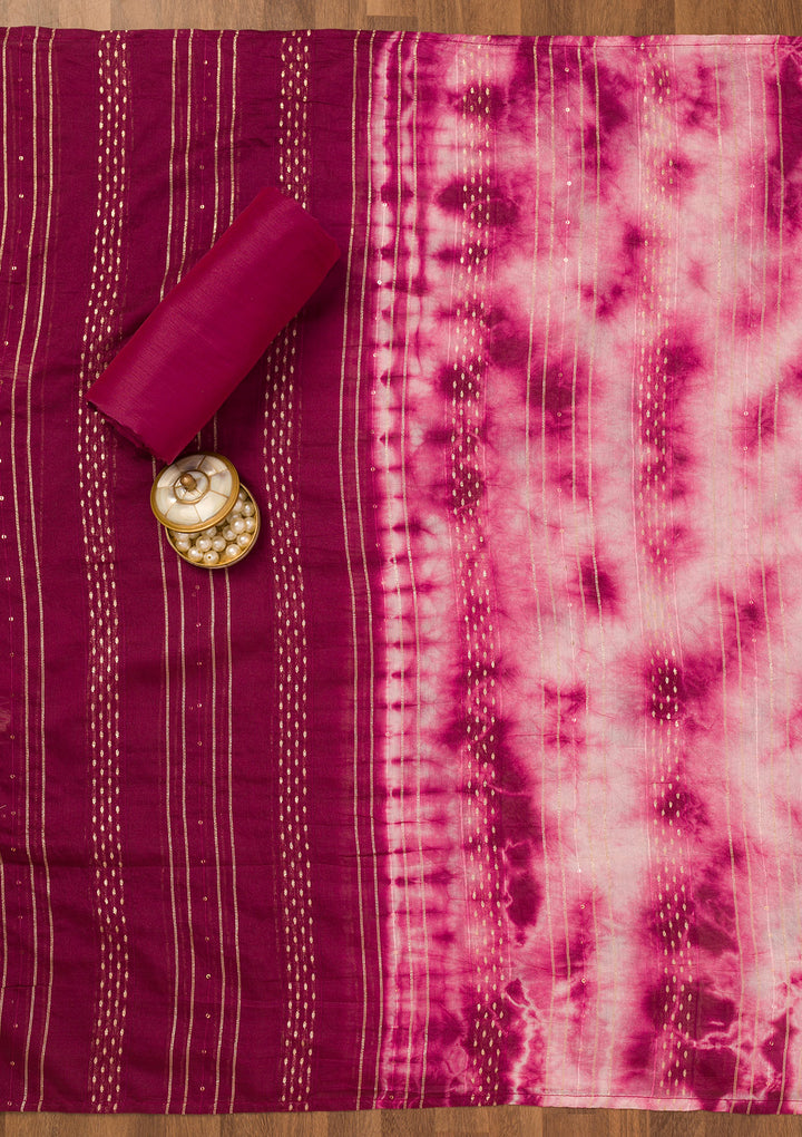 Wine Zariwork Chanderi Unstitched Salwar Suit