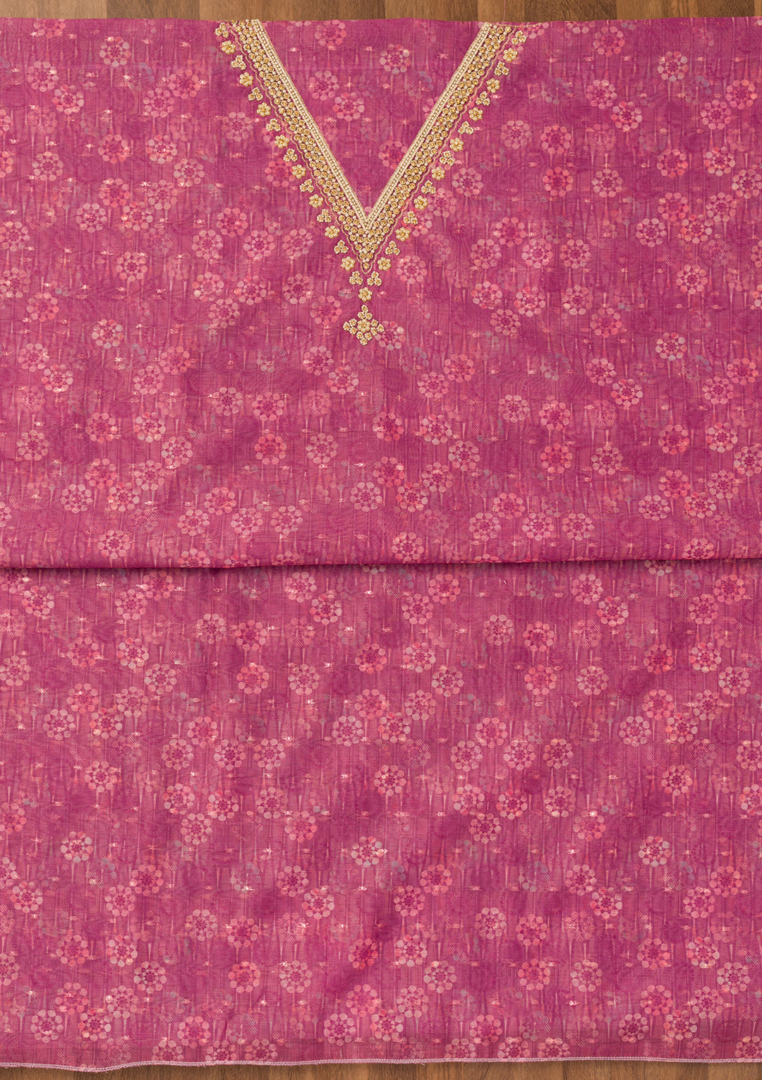 Wine Zariwork Chanderi Unstitched Salwar Suit