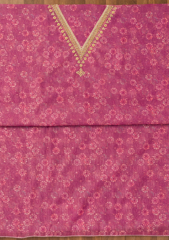 Wine Zariwork Chanderi Unstitched Salwar Suit
