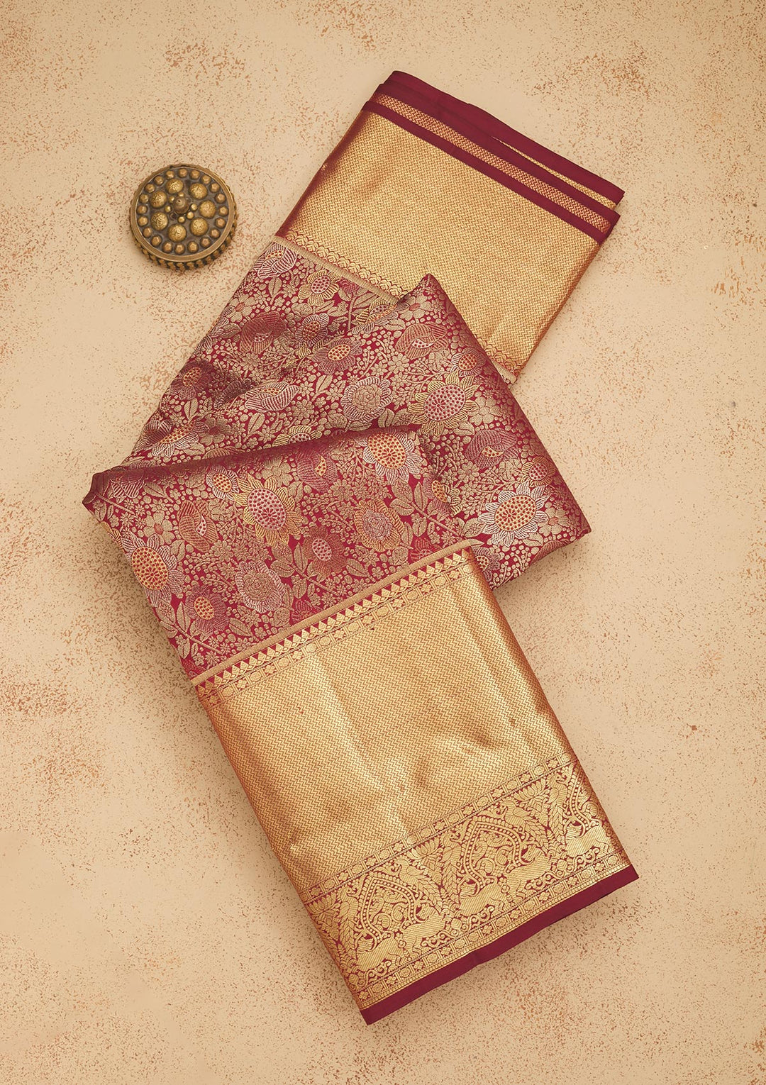 Wine Zariwork Pure Silk Saree