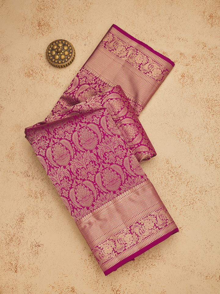 Wine Zariwork Pure Silk Saree