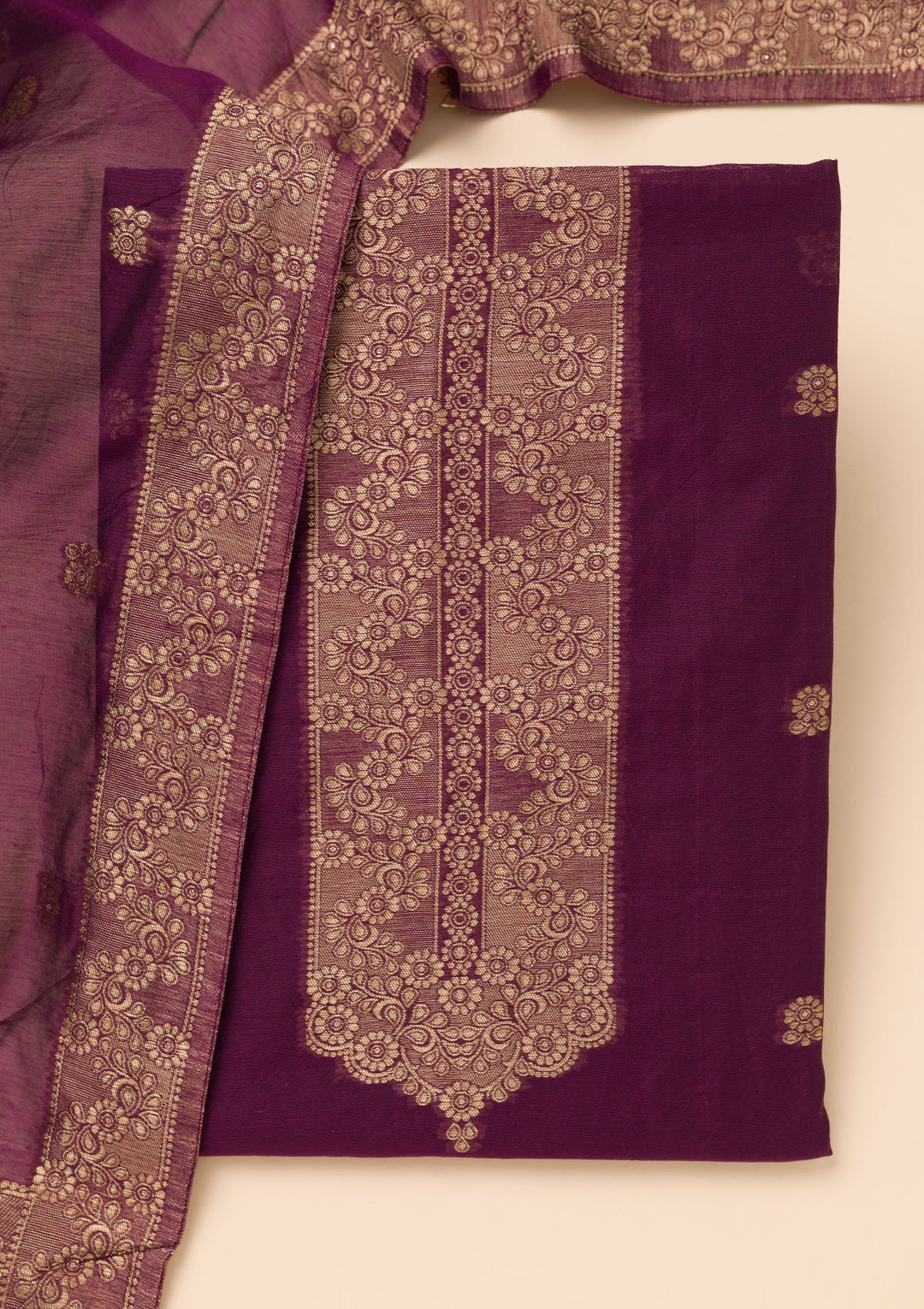 Wine Zariwork Soft Silk Unstitched Salwar Suit