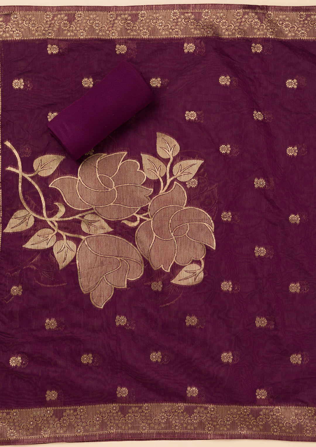Wine Zariwork Soft Silk Unstitched Salwar Suit