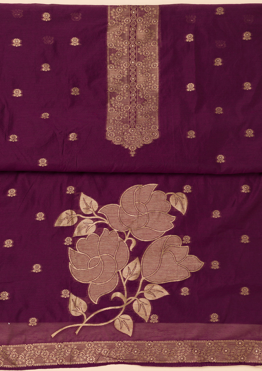 Wine Zariwork Soft Silk Unstitched Salwar Suit