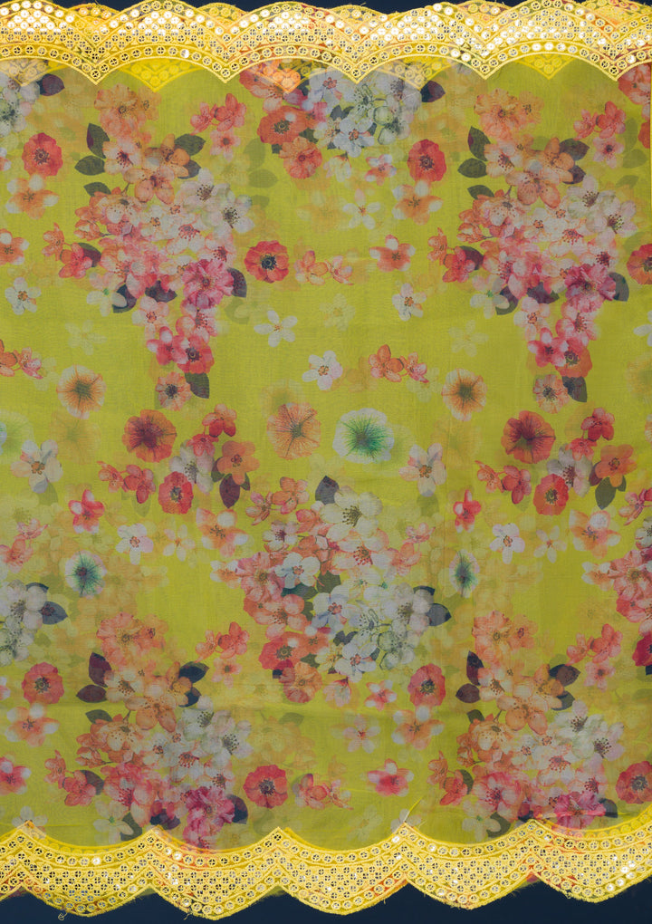 Yellow Printed Georgette Readymade Anarkali Suit