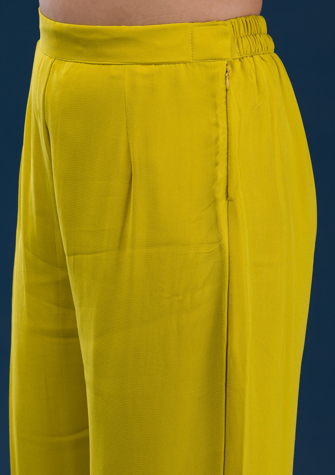Yellow Printed Georgette Readymade Anarkali Suit