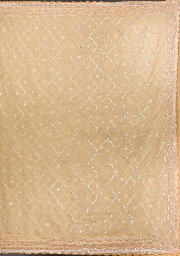 Yellow Sequins Tissue Saree