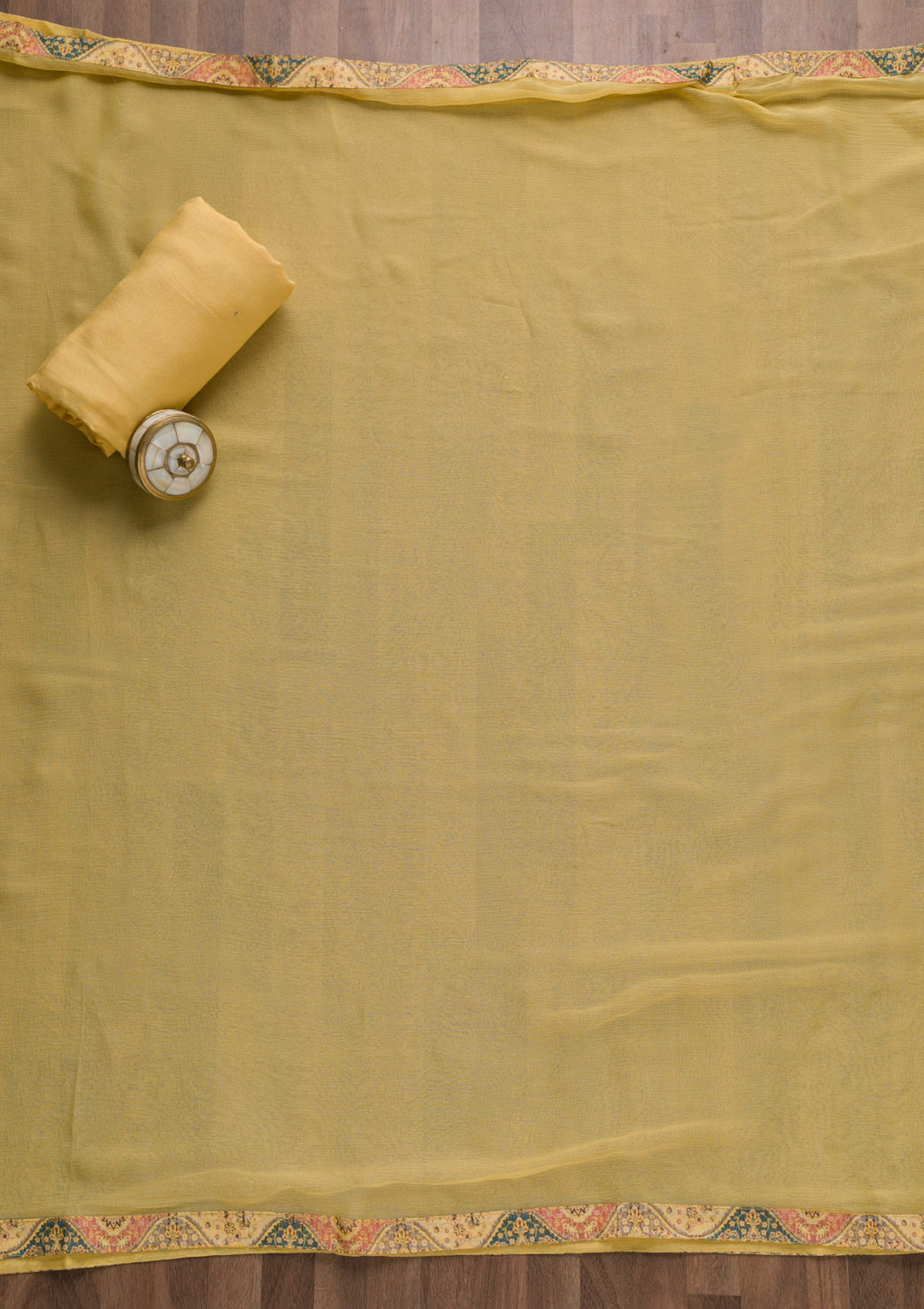 Yellow Stonework Tissue Unstitched Salwar Suit