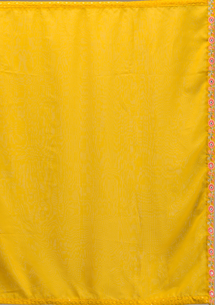 Yellow Threadwork Georgette Readymade Salwar Suit