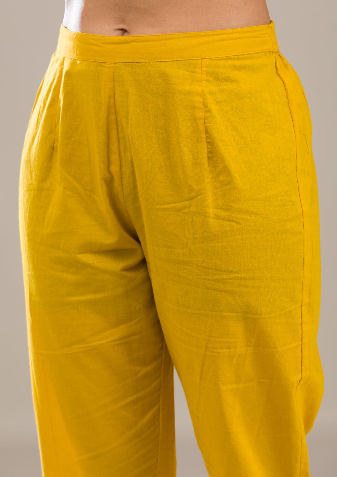 Yellow Threadwork Georgette Readymade Salwar Suit