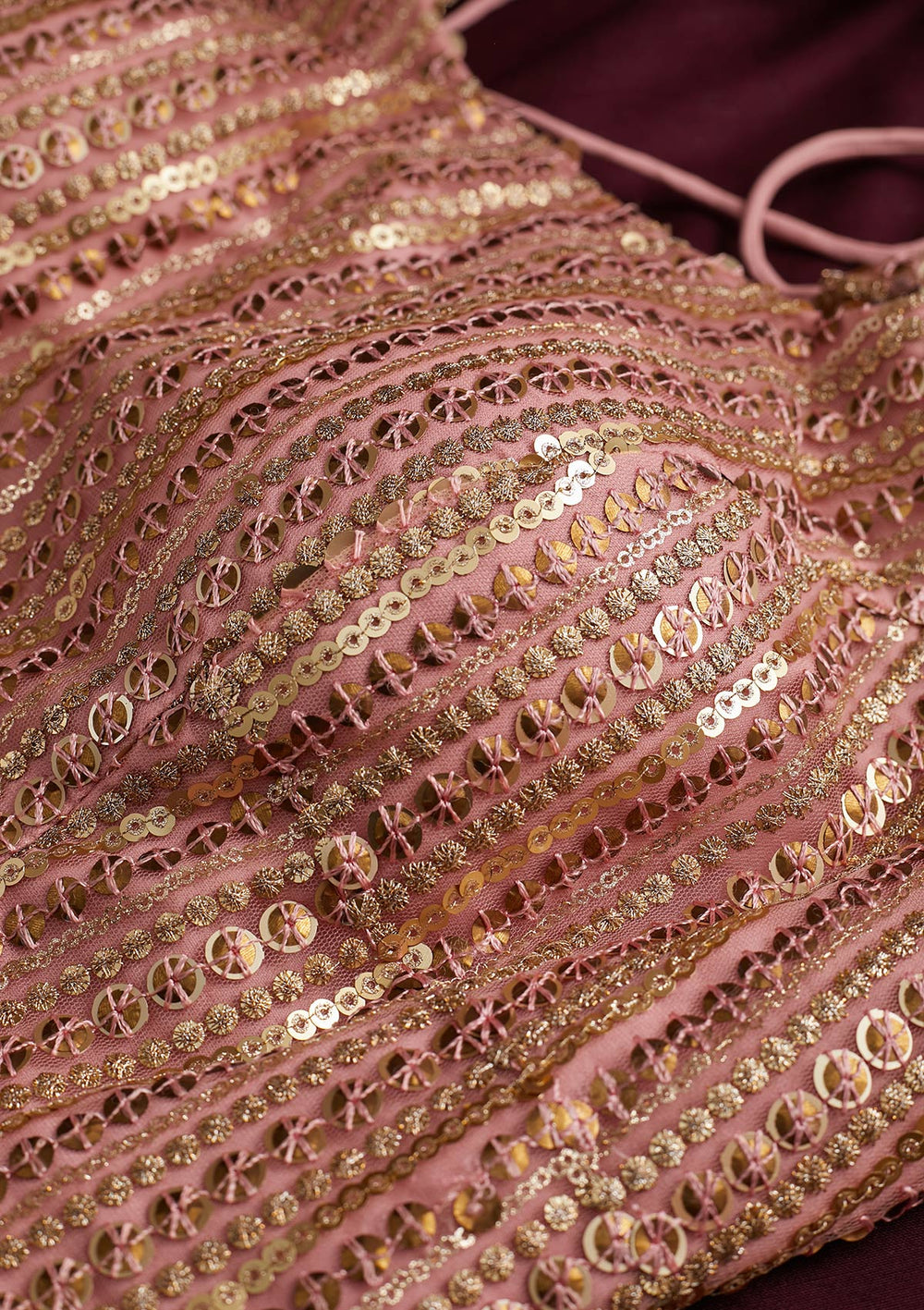 Baby Pink Sequins Net Designer Blouse - koskii