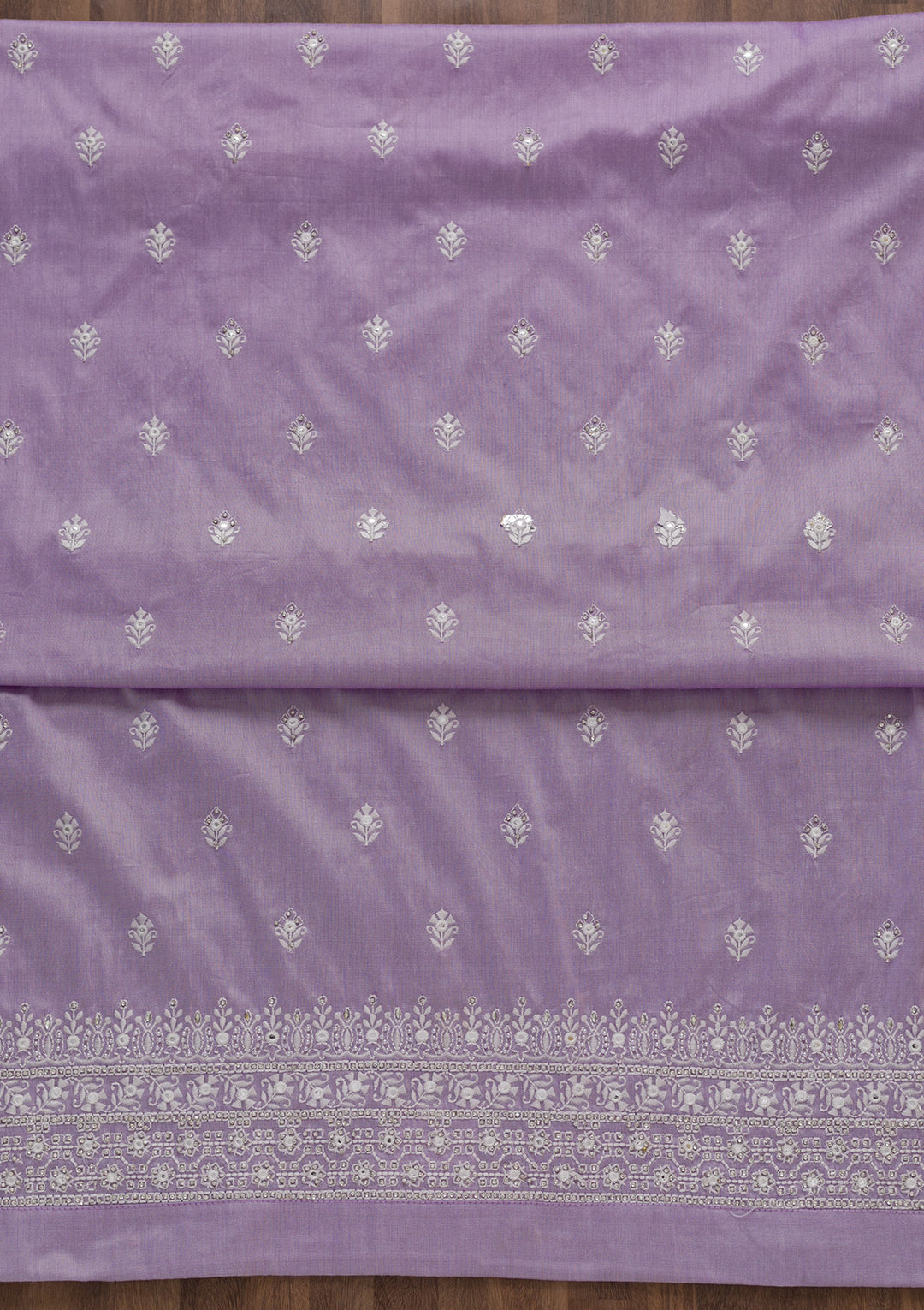 Lavender Stonework Poly Chanderi Unstitched Salwar Suit-Koskii