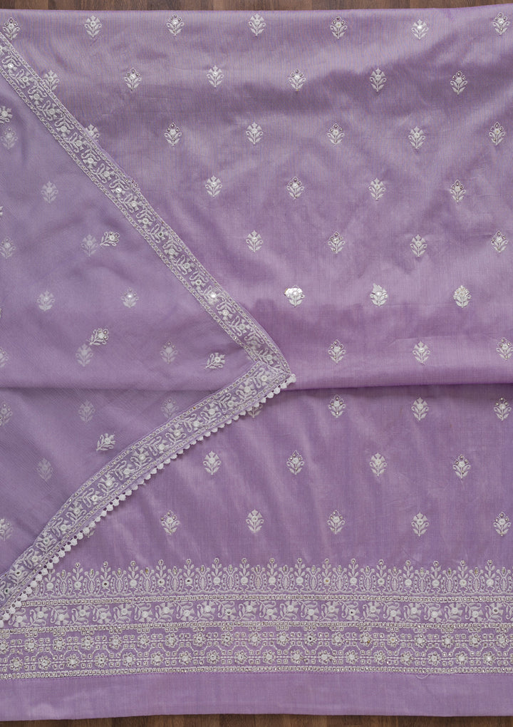 Lavender Stonework Poly Chanderi Unstitched Salwar Suit-Koskii