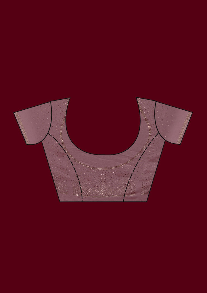 Onion Pink Swarovski Semi Crepe Designer Saree - Koskii