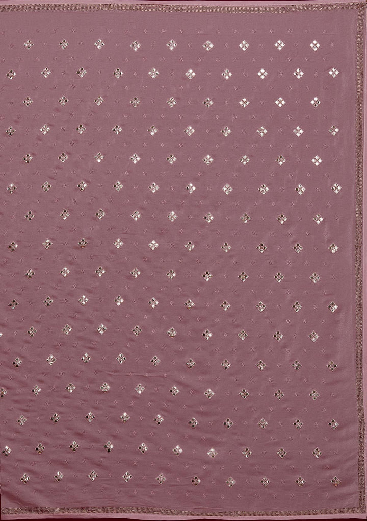 Onion Pink Swarovski Semi Crepe Designer Saree - Koskii