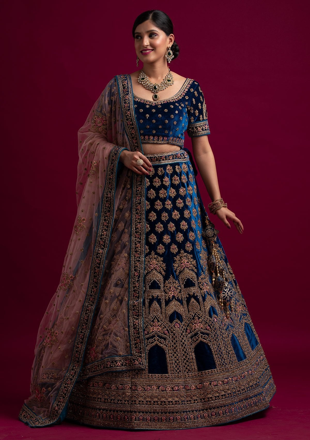 Peacock colour bridal lehenga clearance