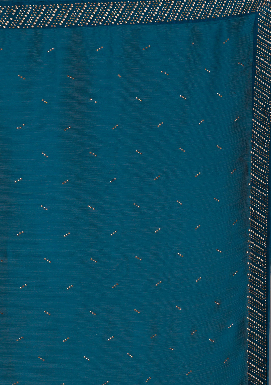 Peacock Blue Swarovski Semi Crepe Saree-Koskii