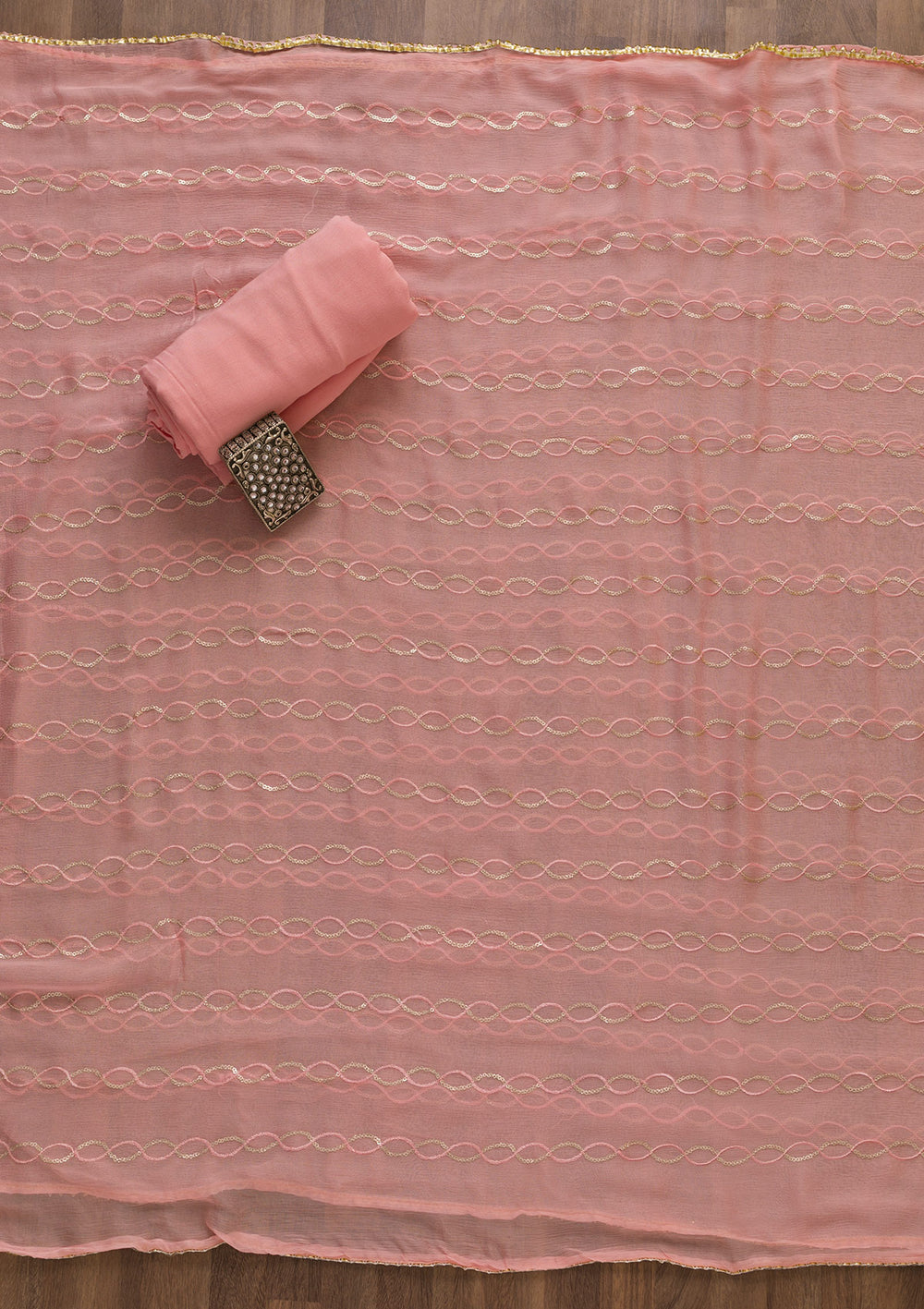 Pink Zariwork Georgette Unstitched Salwar Suit-Koskii