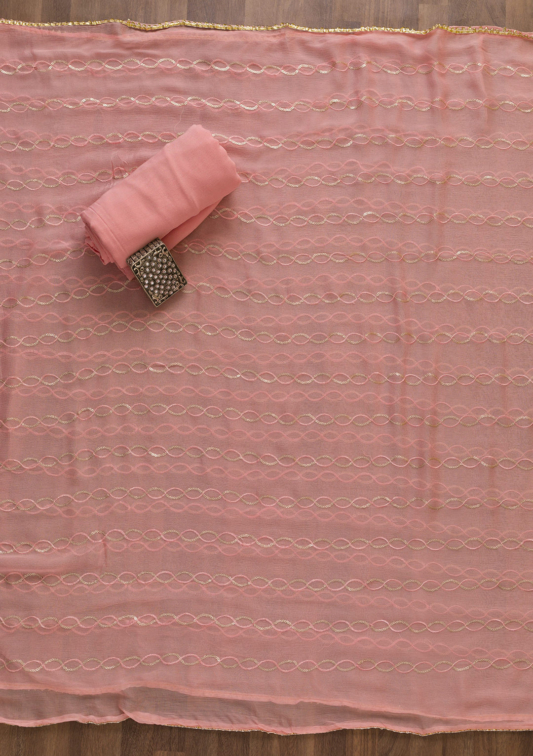 Pink Zariwork Georgette Unstitched Salwar Suit-Koskii