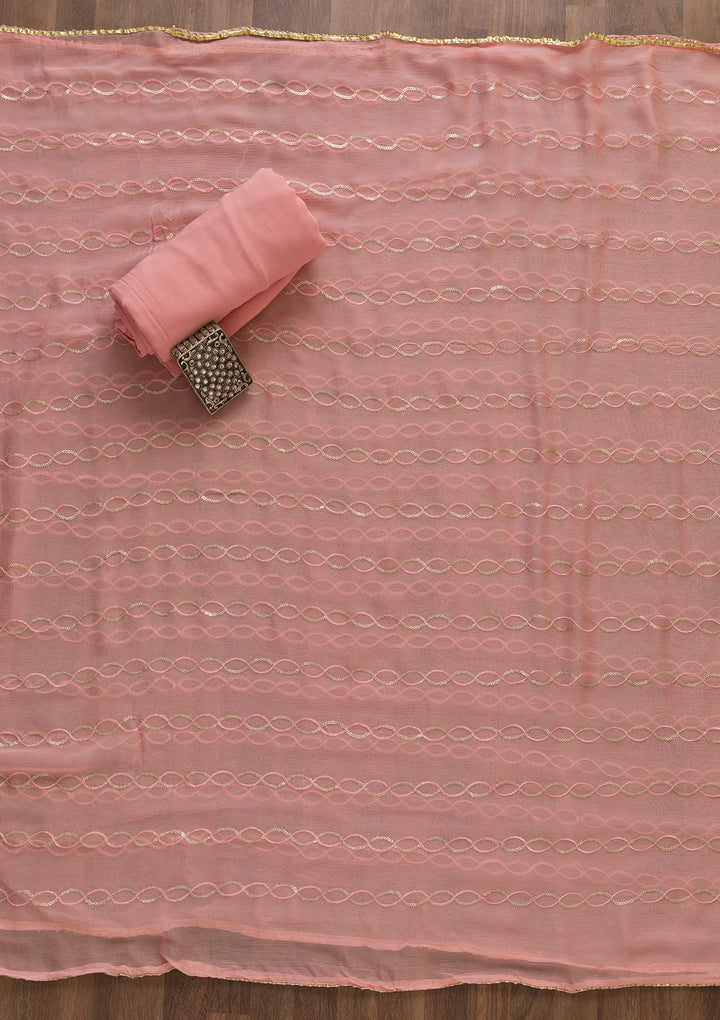 Pink Zariwork Georgette Unstitched Salwar Suit-Koskii